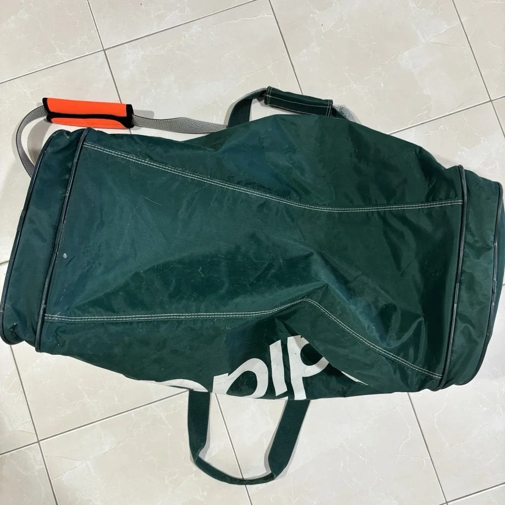 Vintage 80s 90s Adidas Duffle Bag Green Trefoil Gym Bag RARE Zipper Large Gear
